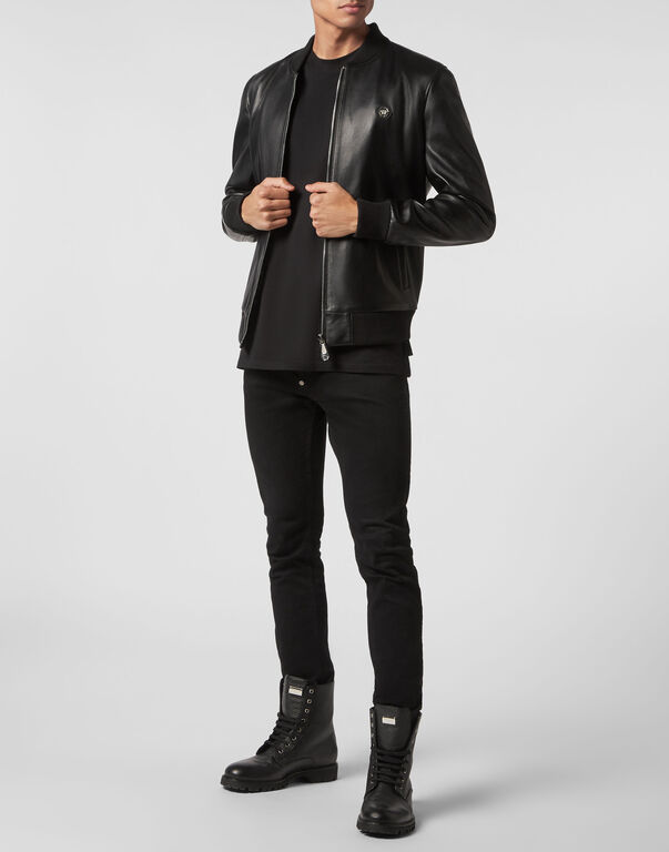 Leather Bomber Paisley Stones