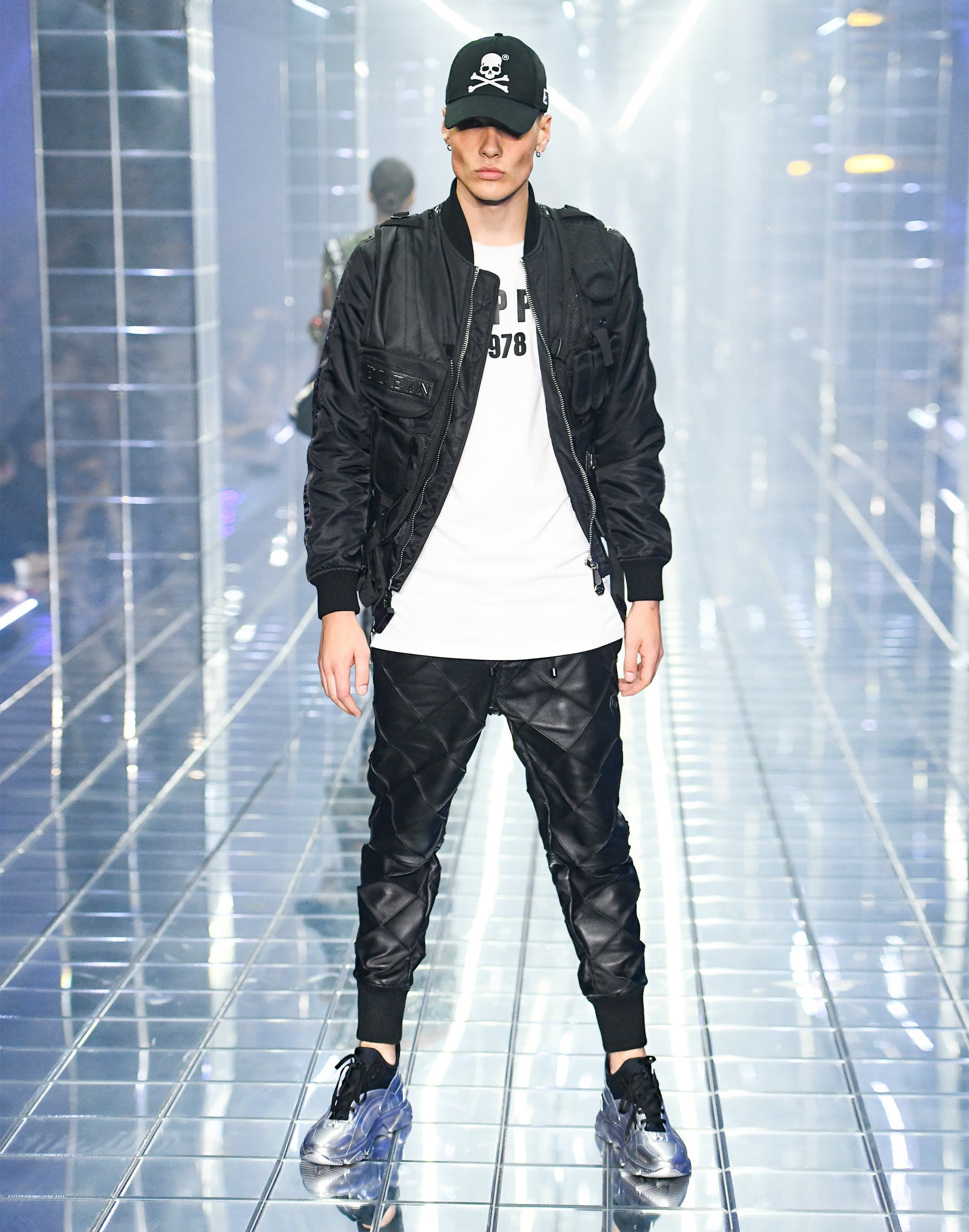 Leather store jogging bottoms