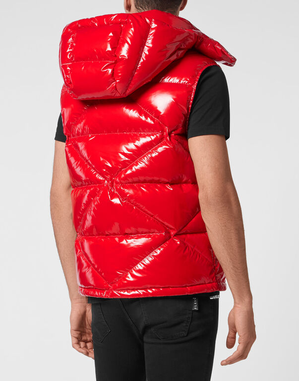 Sleeveless Quilted Down Jacket Hexagon