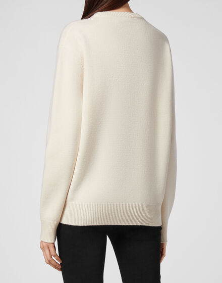 Pullover Round Neck LS Intarsia Skull