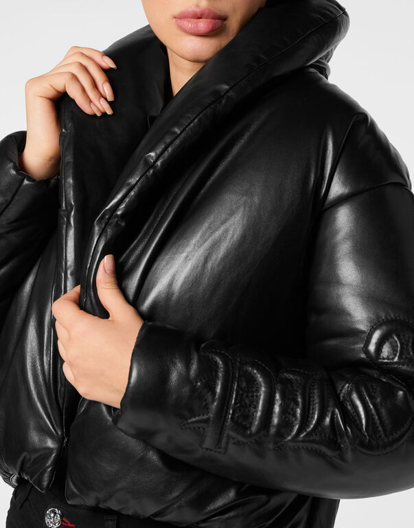 Silky Leather Biker Jacket Skull&Bones