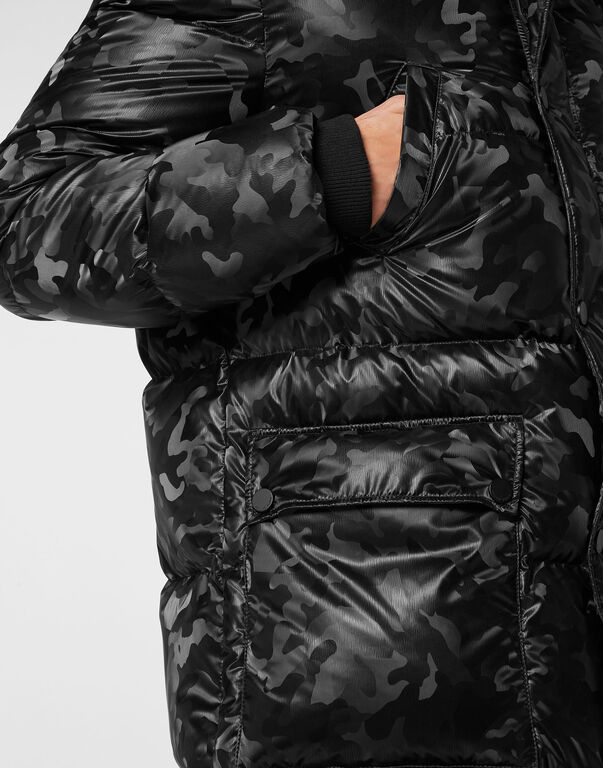 Nylon Parka With Fur Details