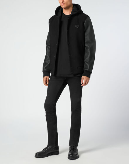 Bomber Jacket Leather Sleeves Iconic Plein