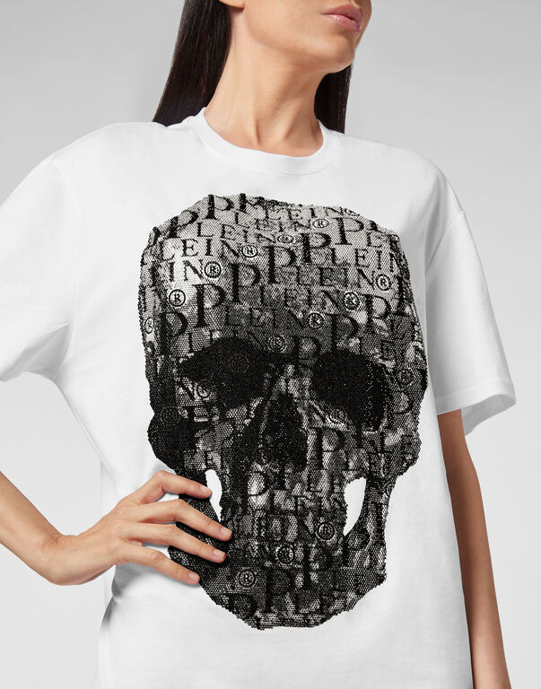 T-shirt Round Neck SS Skull and Plein with Crystals