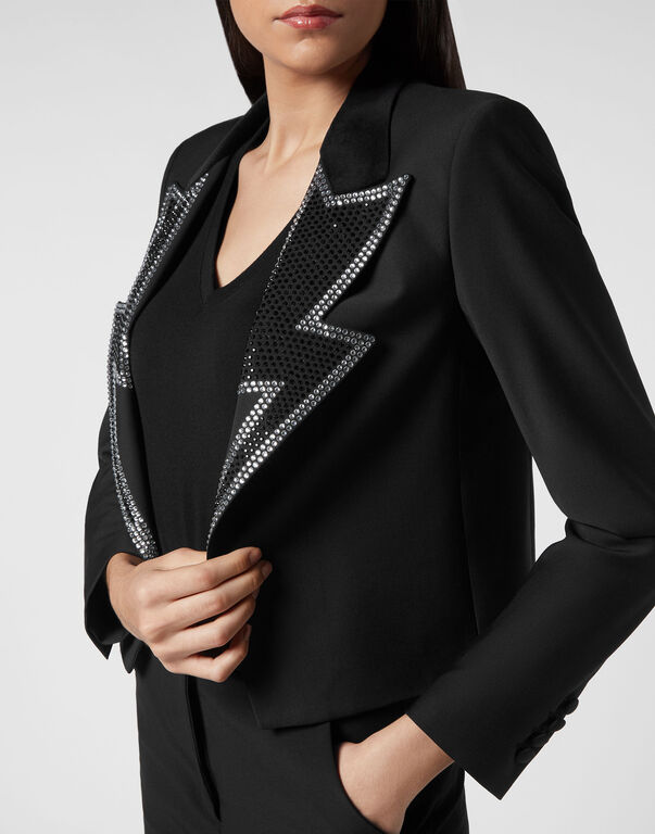 Crop Blazer with Crystals