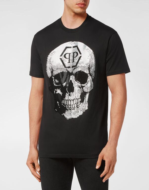 T-shirt Round Neck SS Skull with Crystals