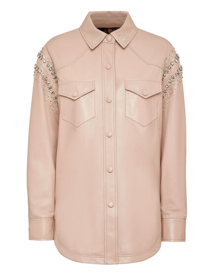 Oversize Leather Shirt Crystal