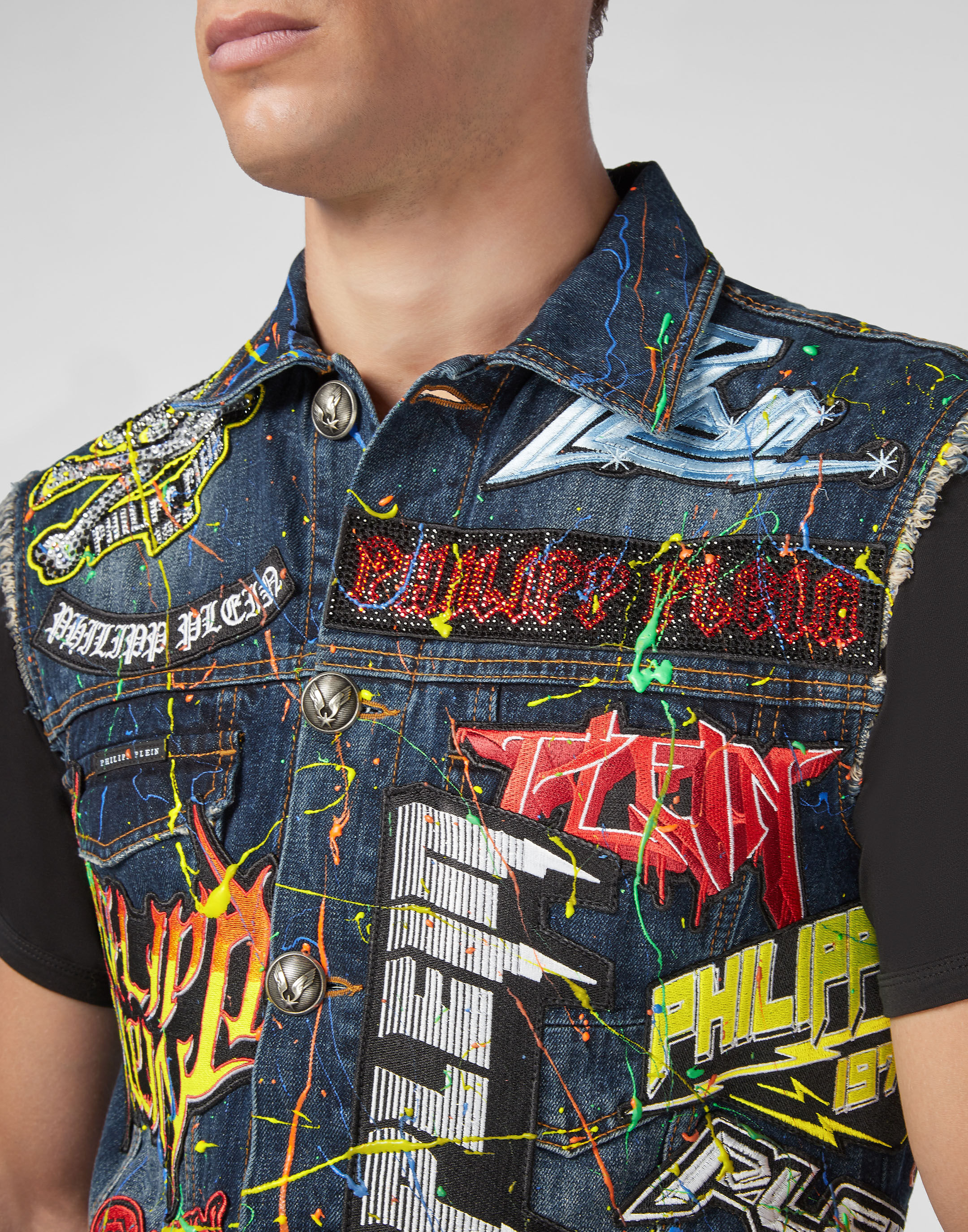 Rock sale denim vest