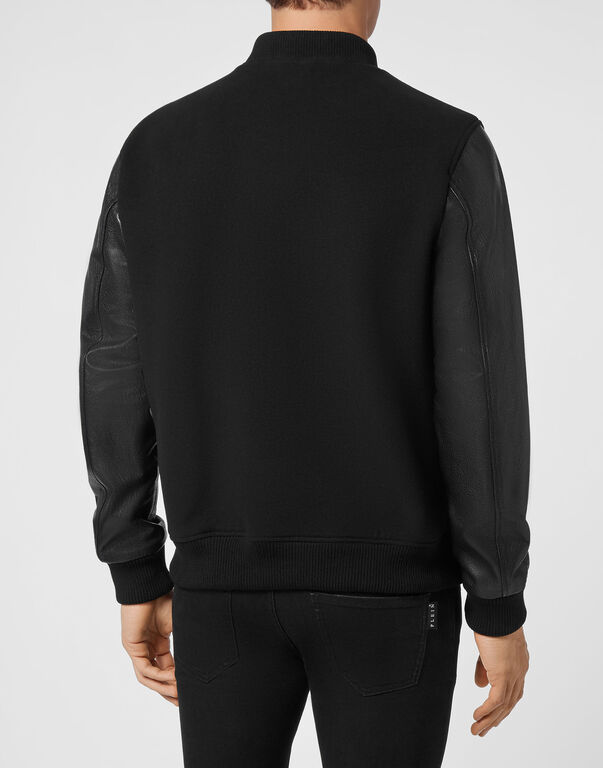 Bomber with Leather sleeves Signature