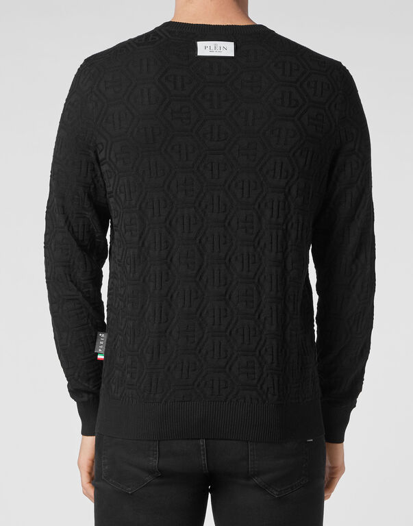 Silk/Wool Pullover LS Monogram