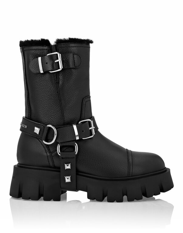 Leather Biker Boots Studs