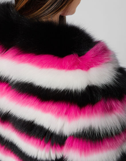 Fur Coat Short Stripes