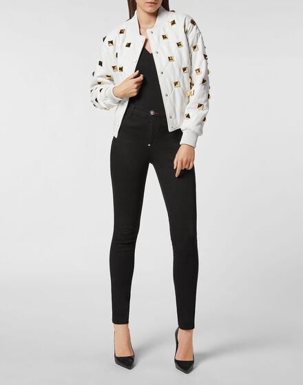 Leather Bomber Matelassè Studs