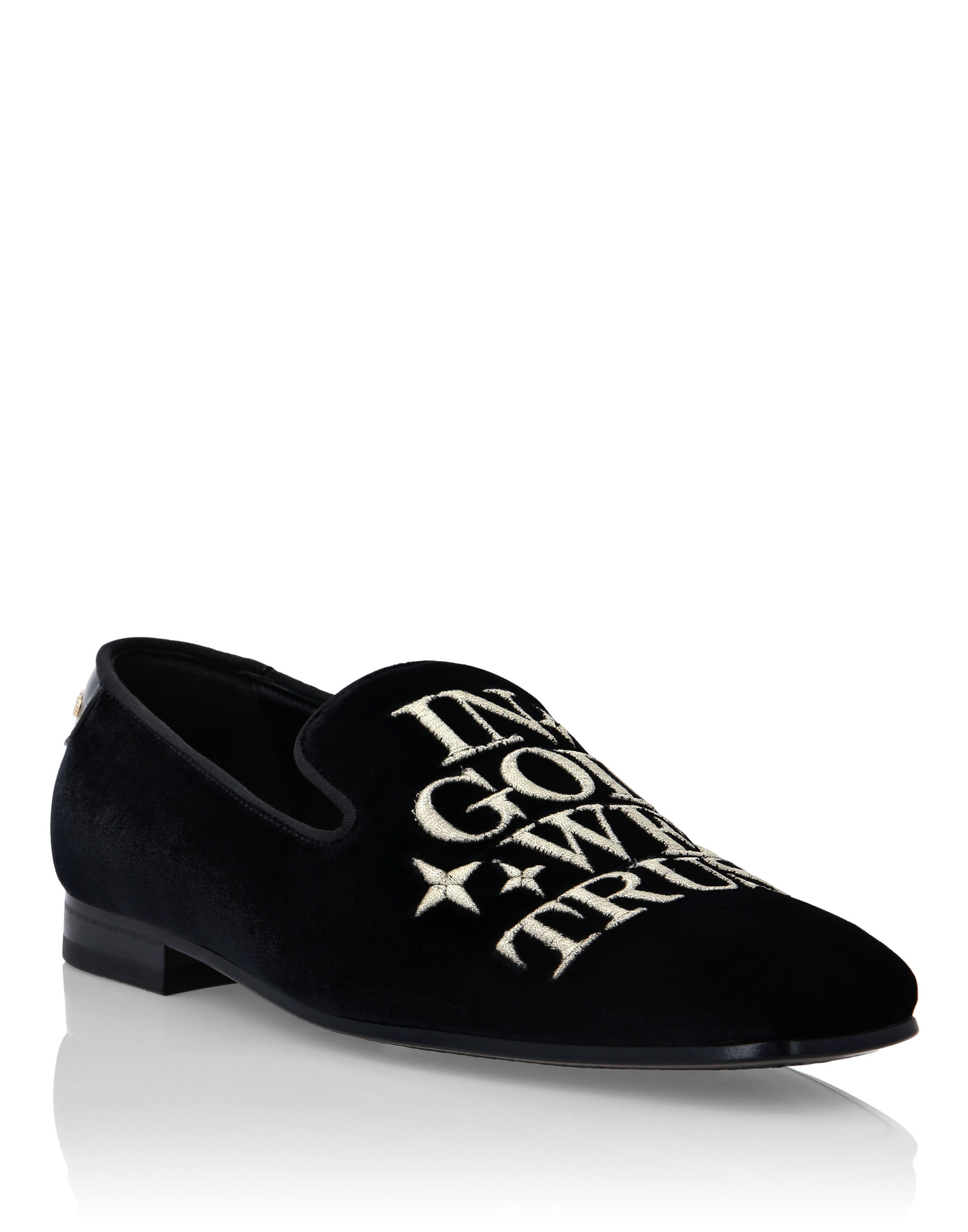 Embroidered velvet loafers deals