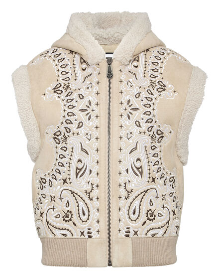 Shearling Oversize Gilet Paisley Bandana