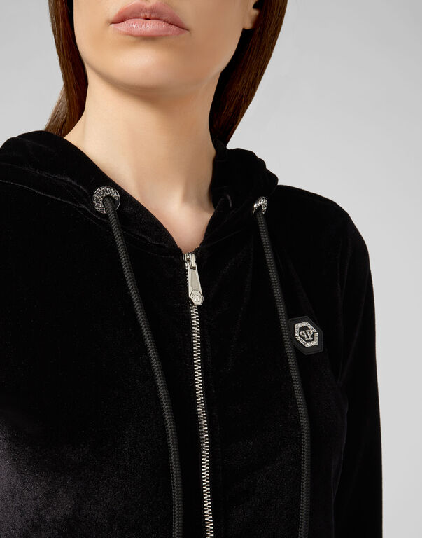 Hoodie Sweatjacket Look at me Skull strass