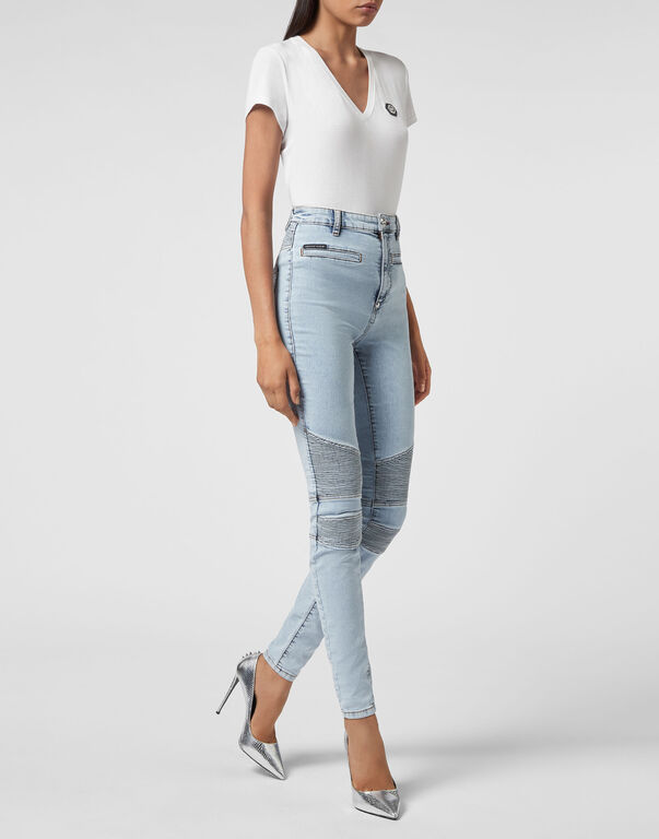 Denim  High Waist Biker Iconic Plein Denim  High Waist Biker Iconic Plein