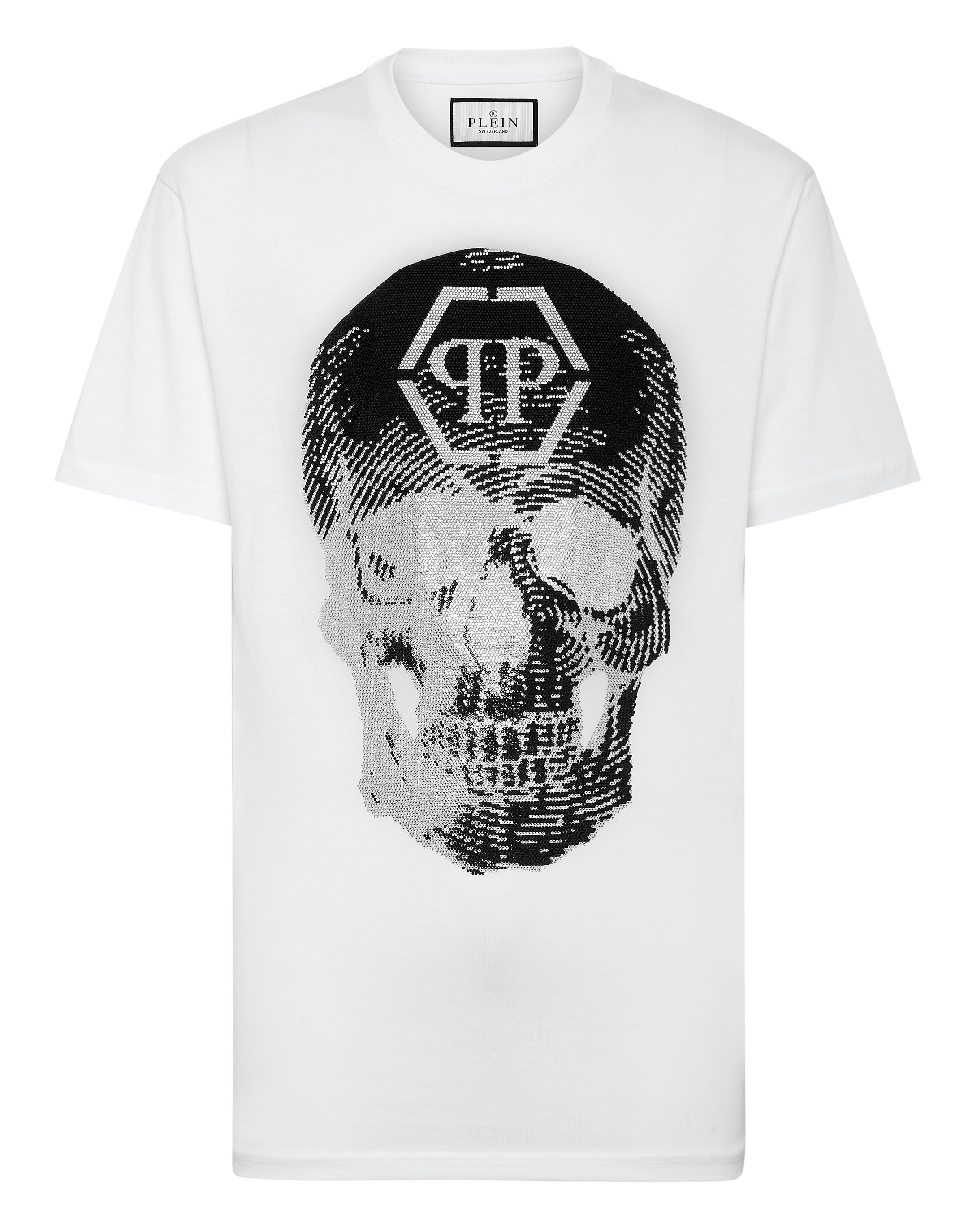 PHILIPP PLEIN スカルフリントラウントネックSS Tシャツ T-shirt Round Neck SS Skull with Crystals | Philipp Plein Outlet
