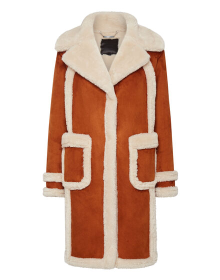 Fake Shearling Long Coat Hexagon