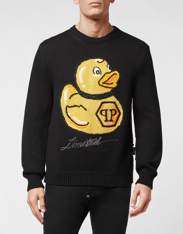 Wool Blend  Pullover Hand Made Embroidery PP Duck