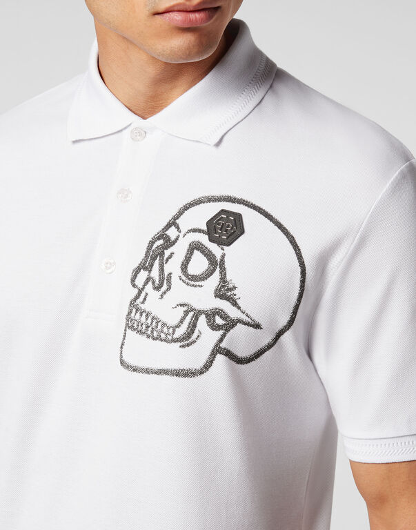 Slim Fit Jersey Polo Shirt Skull
