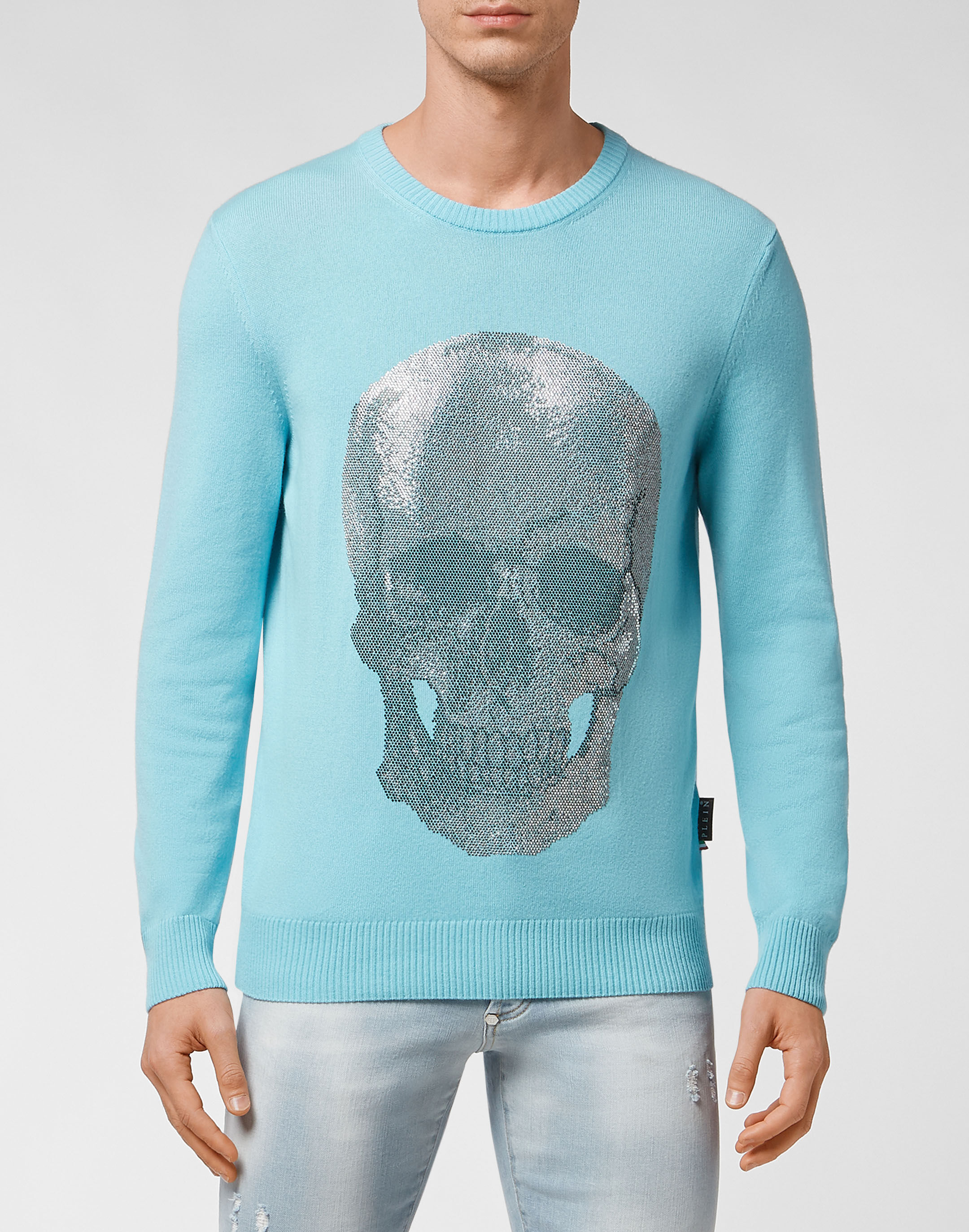 Cashmere Pullover Round Neck LS Iconic Plein with Crystals Philipp Plein Outlet