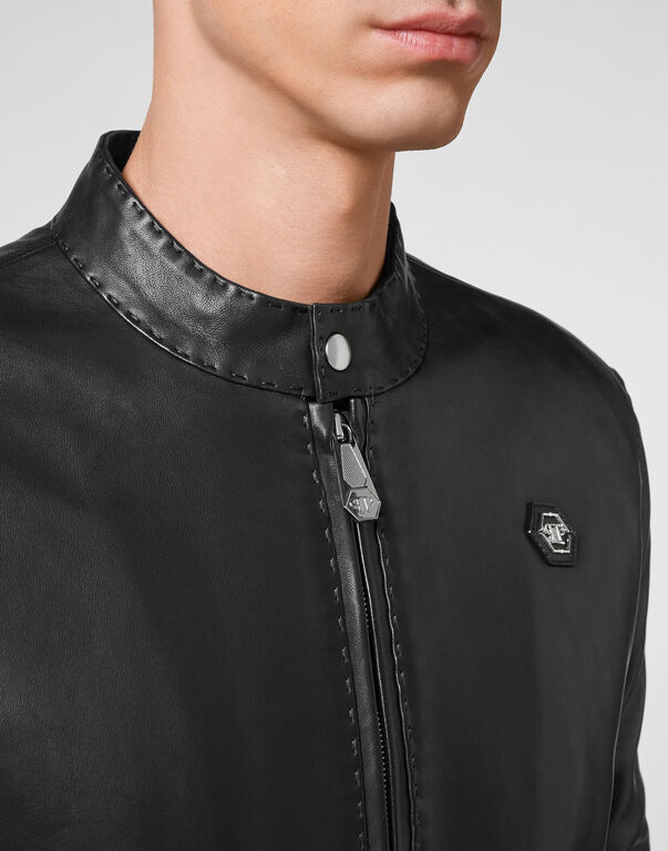 Lambskin hand stitch Bomber  Iconic Plein