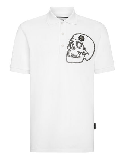 Slim Fit Jersey Polo Shirt Skull