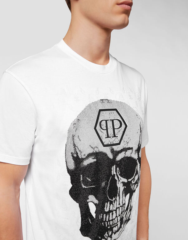 T-shirt Round Neck SS Skull and Plein with Crystals