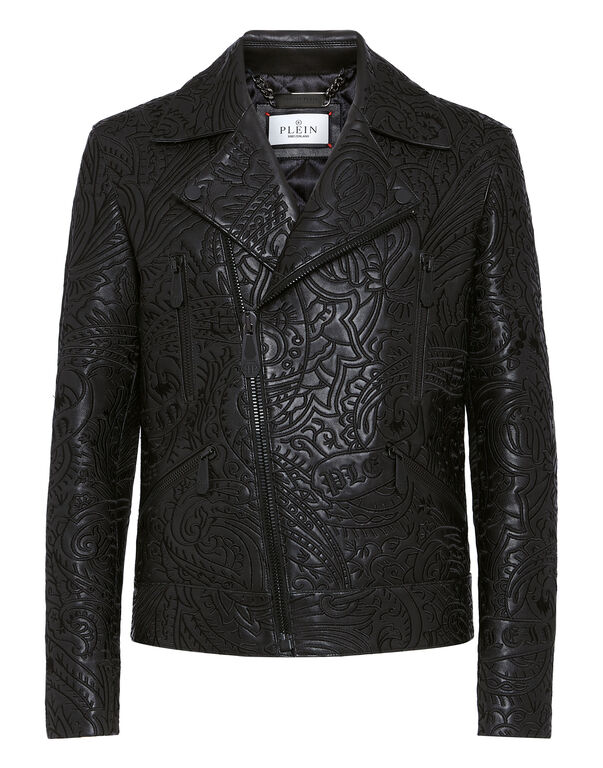 Leather Biker Jacket Paisley