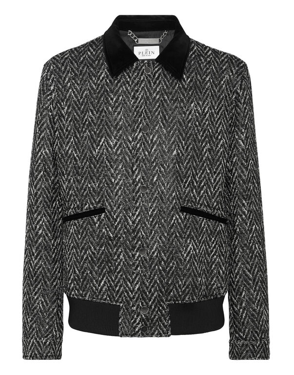 Chevron Collared Bomber Gothic Plein Chevron Collared Bomber Gothic Plein