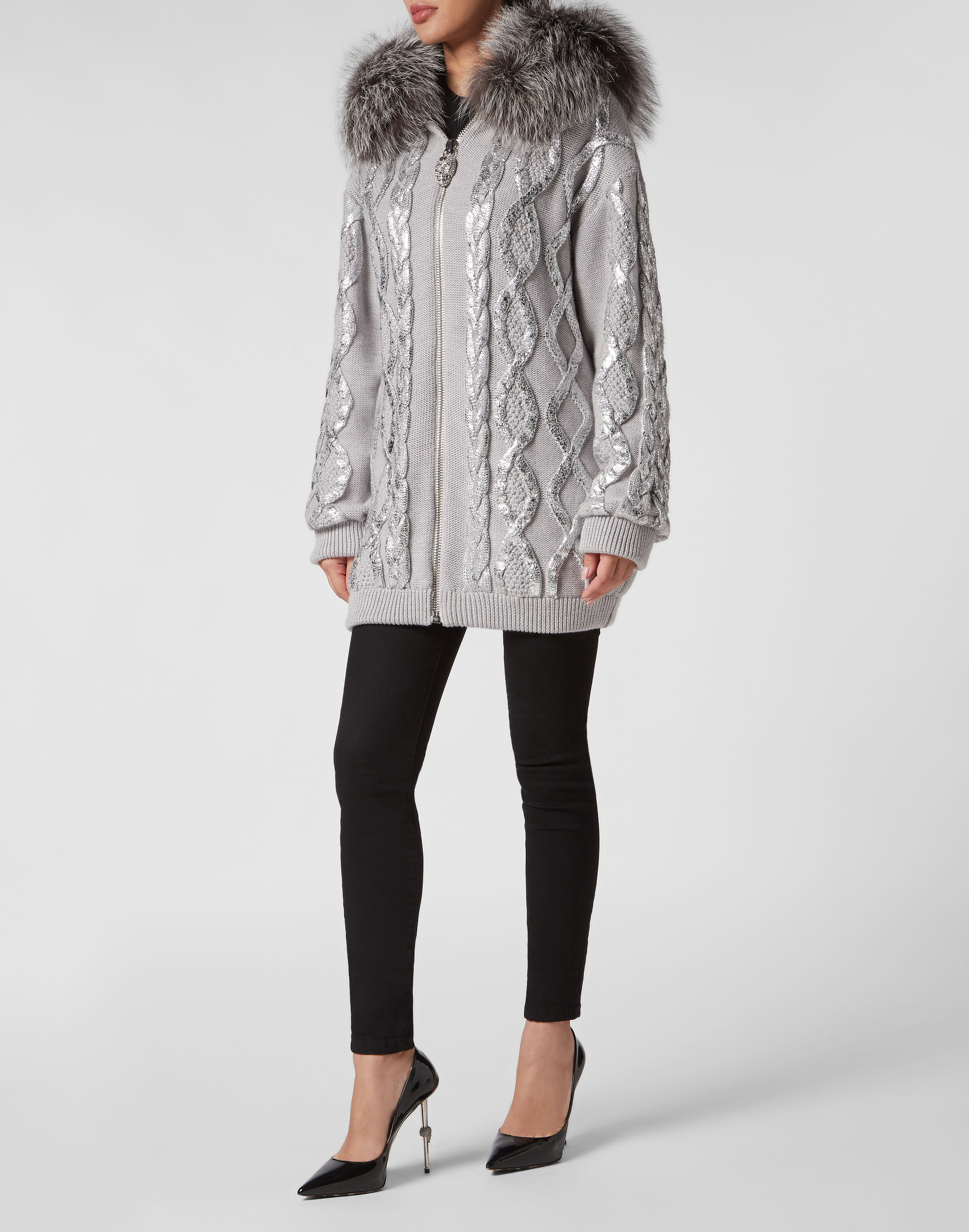 ＜doublet＞ZIP UP FUR YARN CARDIG doublet ZIP UP YARN CARDIGAN ブラック