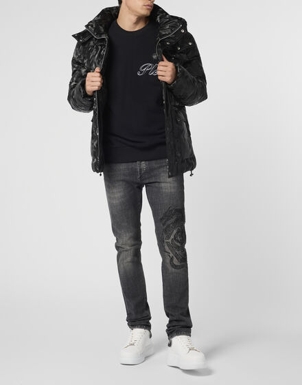 Shiny Nylon Puffer Jacket Camouflage