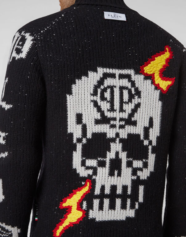 Cardigan Long Skull and Plein