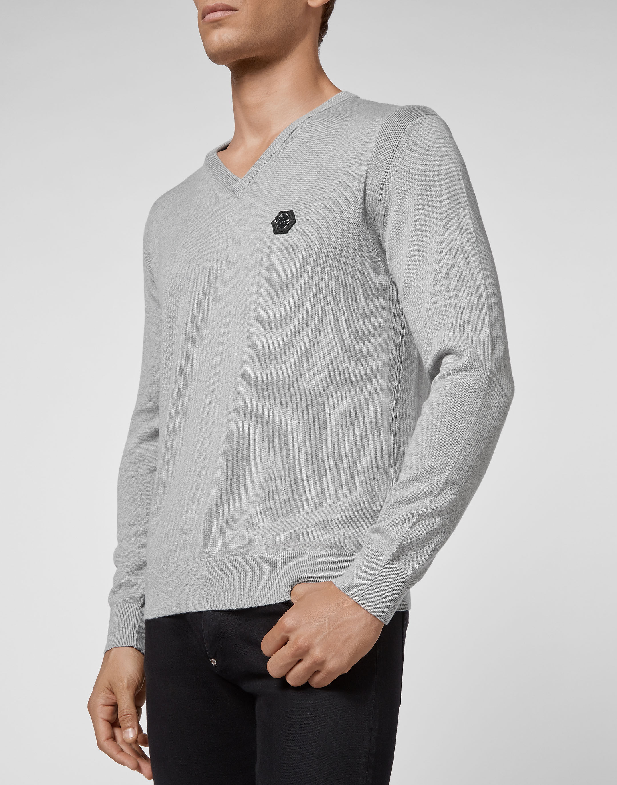 Cotton Pullover V-Neck LS | Philipp Plein Outlet Cotton Pullover V-Neck LS | Philipp Plein Outlet