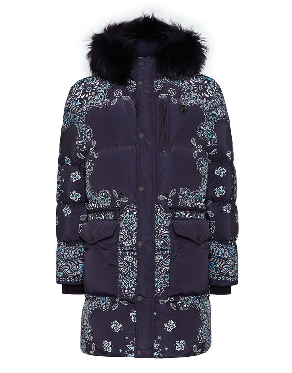 Nylon and Fur Parka Paisley Bandana