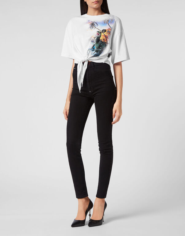Cropped T-shirt Round Neck Hawaii