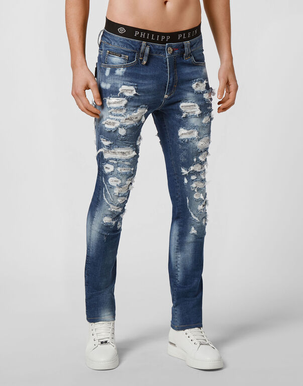 Denim Slim Fit with Metal mesh