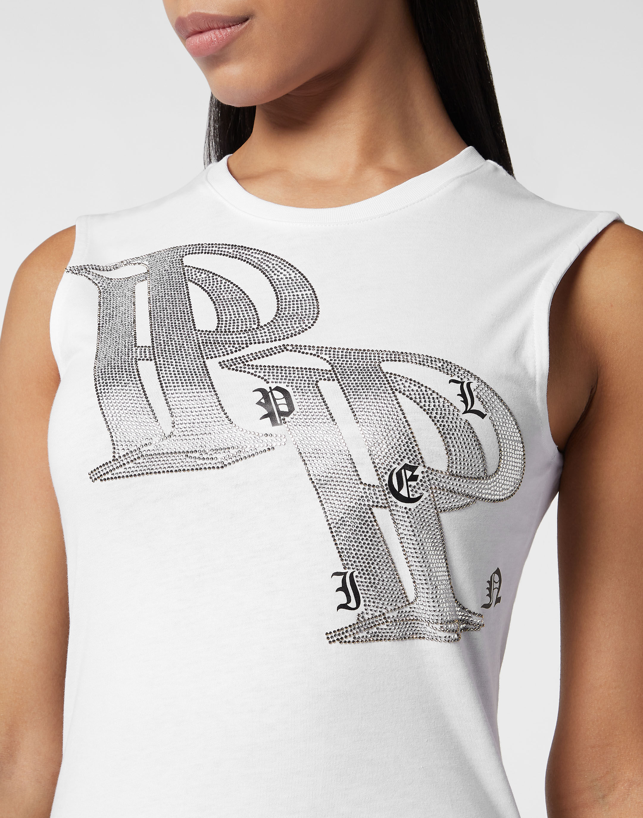 Full Strass Tank Top Wire Frame | Philipp Plein Outlet Full Strass Tank Top Wire Frame | Philipp Plein Outlet
