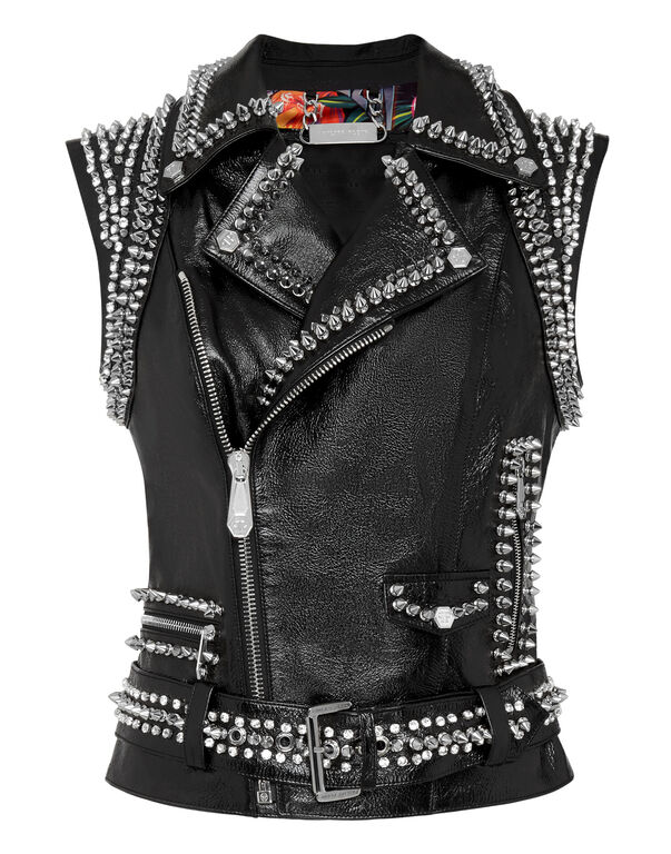 Leather Vest Short Studs