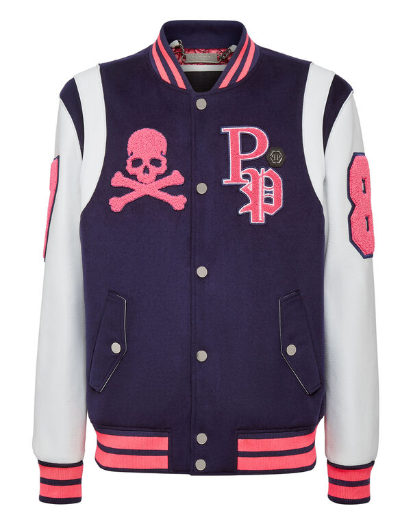 Gering sigaret repetitie College Jacket Deer Leather Sleeves Patches | Philipp Plein Outlet