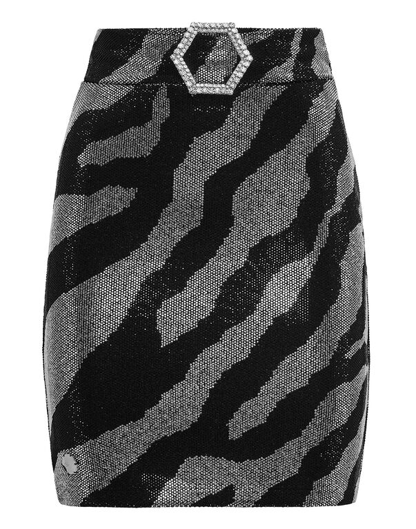 Short Skirt Exagonal Crystal Zebra