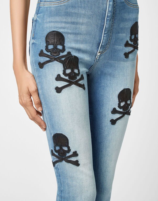 Denim Super High Waist Jegging Skull