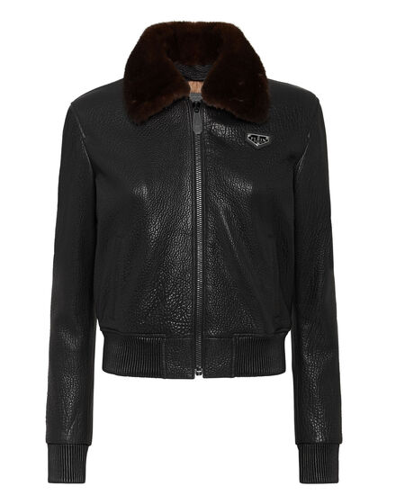 Leather Bomber with mink insert Luxury