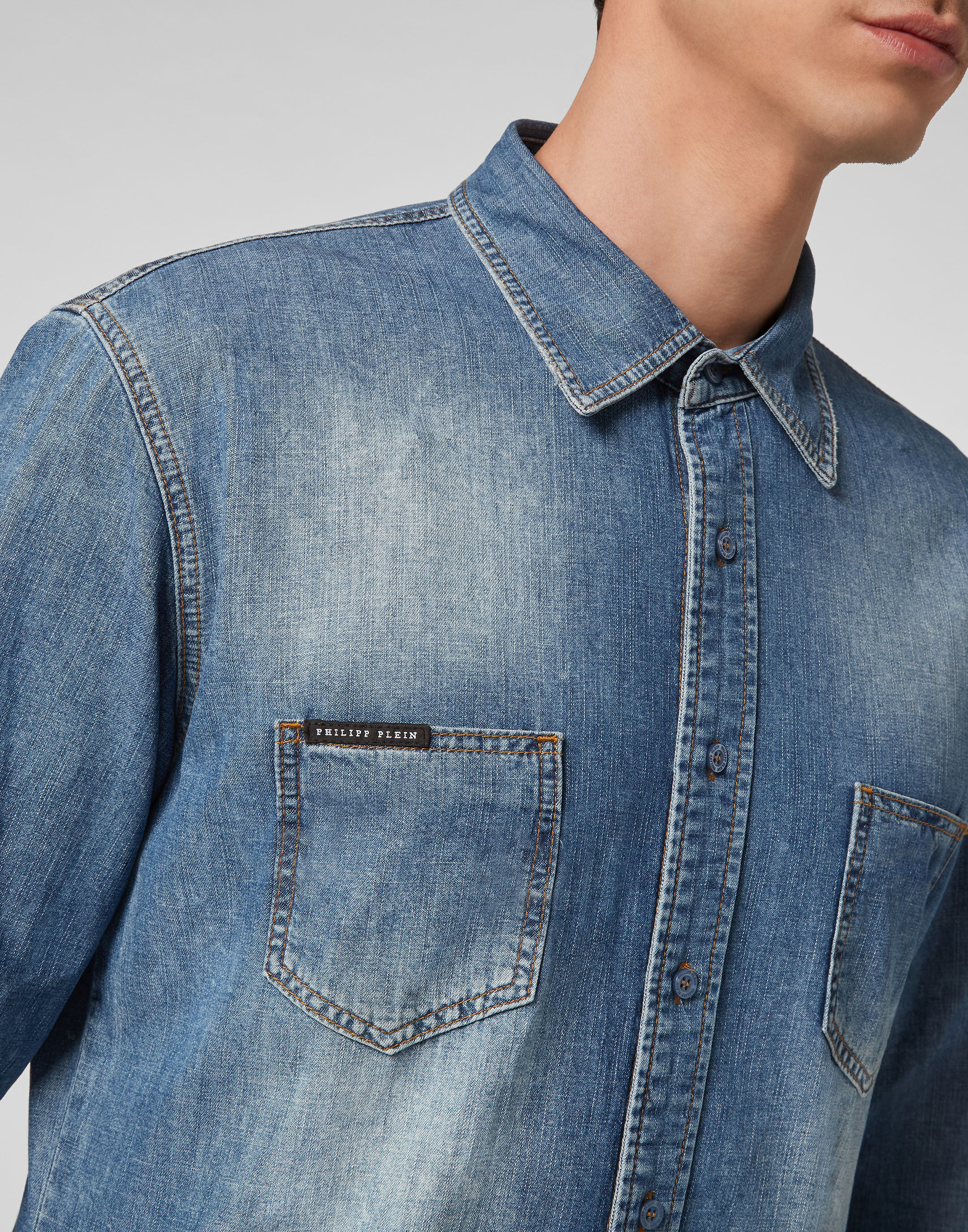 Denim Shirt Ls Istitutional Philipp Plein Outlet