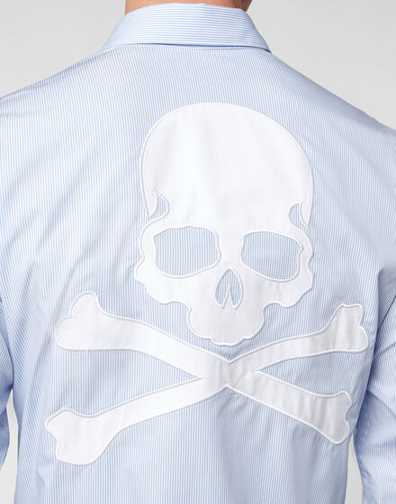 Cotton pinstripes Shirt Playboy Cut LS Skull