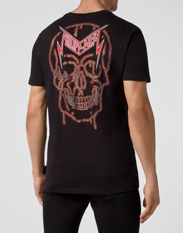 T-shirt V-Neck SS Skull strass
