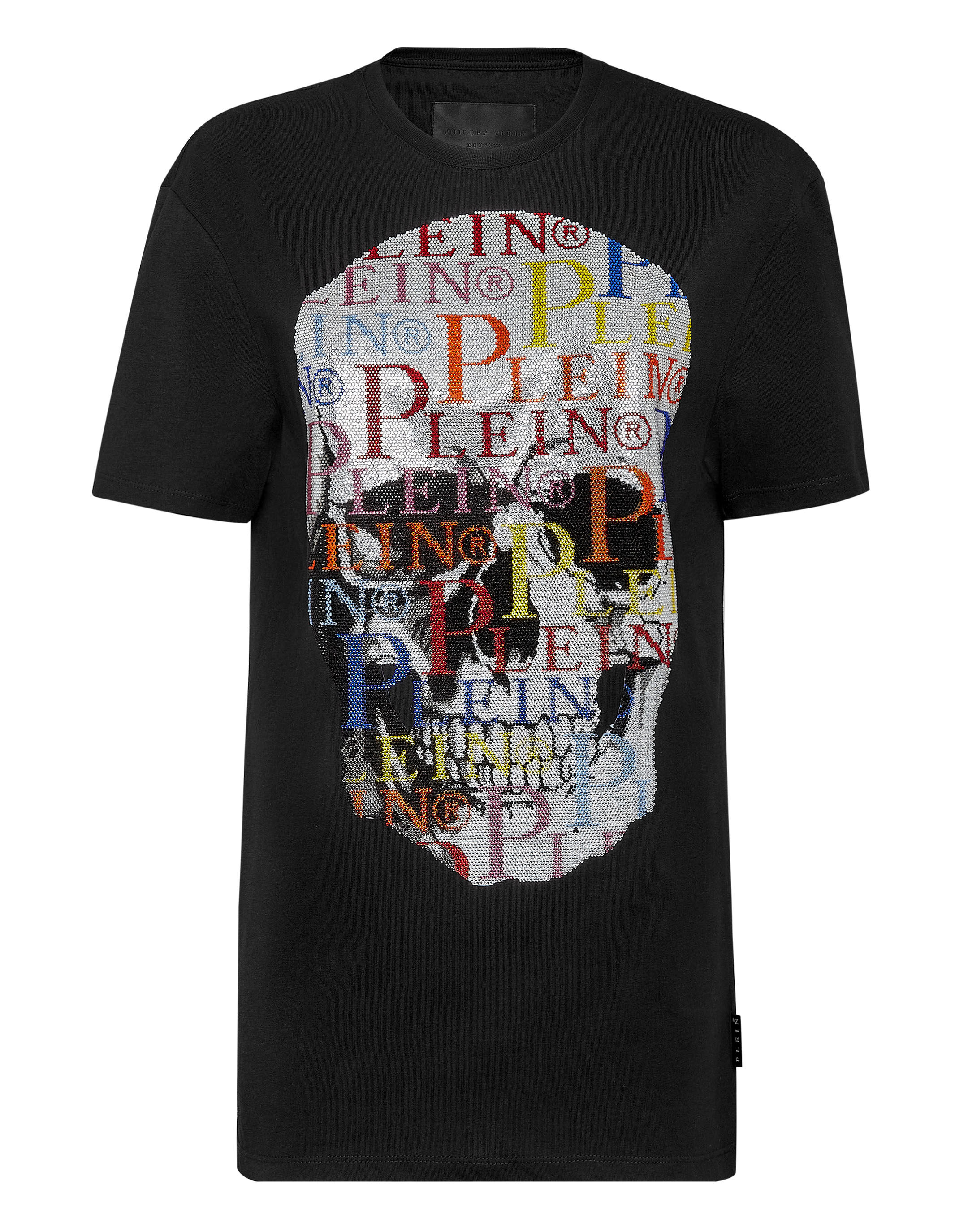 PHILIPP PLEIN クルネックシャシTシャツ MTK8133PJY002N 01 T-shirt Round Neck SS Stones Skull | Philipp Plein