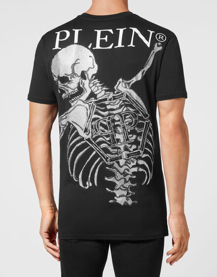 T-shirt Round Neck SS Skeleton with Crystals