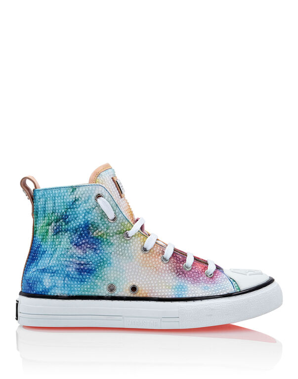 Satin Hi-Top Sneakers Tie dye